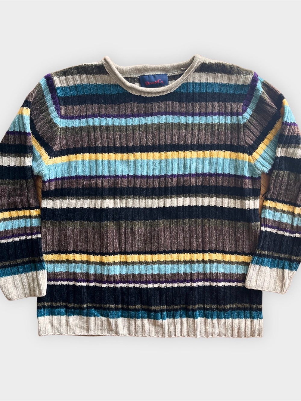 Vintage Denim & Co Striped Knit Sweater Y2K Grandpacore Size M